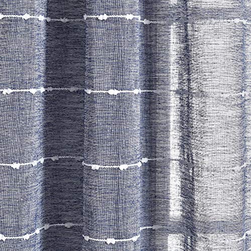 Lush Decor Farmhouse Textured Sheer Window Curtain Valance, 52"W x18"L, Navy - color: Navy
