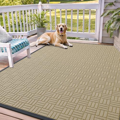 OLANLY Front Door Mat Outside Entrance 71x47, Heavy-Duty Rubber Doormat - color: Beige, size: 71" X 47"