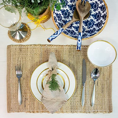 Chardin Home Eco-Friendly Natural Jute/Hemp Placemats 13''x''19, Set of 4 Natural/Beige Table Mats | Perfect for Holidays, Thanksgiving, Christmas, or Everyday Meals - size: 13x19 Inch.