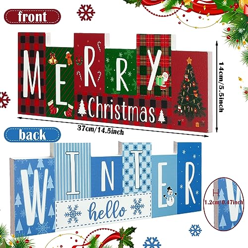 Hello Winter and Merry Christmas Wooden Sign Office Home Decor - style: Santa Claus