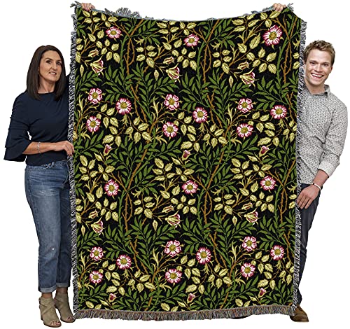 Pure Country Weavers William Morris Sweetbriar Night Blanket - Arts & Crafts - Gift Tapestry Throw Woven from Cotton - Made in the USA (72x54) - color: Night, size: Large