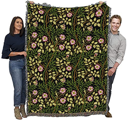 Pure Country Weavers William Morris Sweetbriar Night Blanket - Arts & Crafts - Gift Tapestry Throw Woven from Cotton - Made in the USA (72x54) - color: Night, size: Large