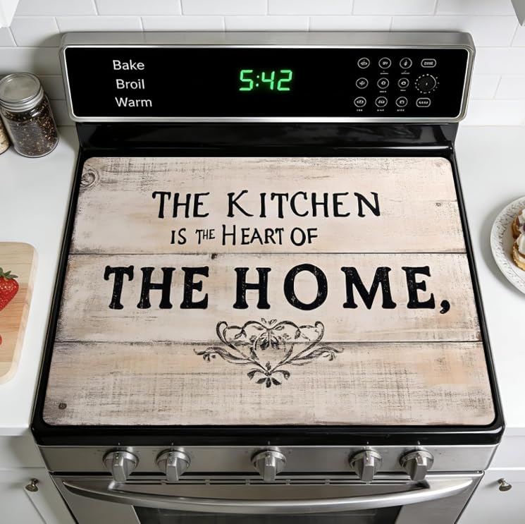 Stove Top Cover for Electric Stoves: All-in-One Heat-Resistant Protector Mat, Non-Slip Kitchen Counter Mat 28''x20'' - color: G254447