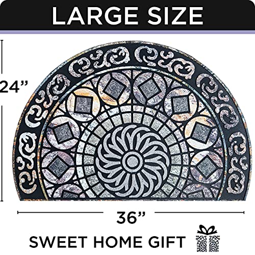ubdyo Outdoor Rug for Patio, Door Mat Outside Entrance - Grey, 23" x 36" - color: XL Gray Round