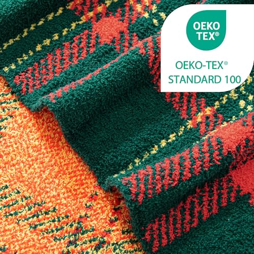 Exclusivo Mezcla Reversible Knit Throw Blanket for Couch, Red and Green - color: Red and Green, size: Throw (50"x60")