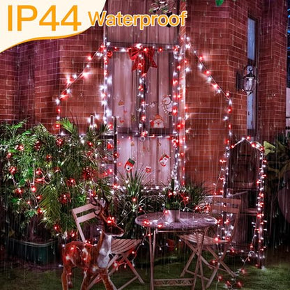 Ollny Red and White Christmas Lights, 400LED 131FT String Light with Remote - color: Red and White, size: 400 LEDs