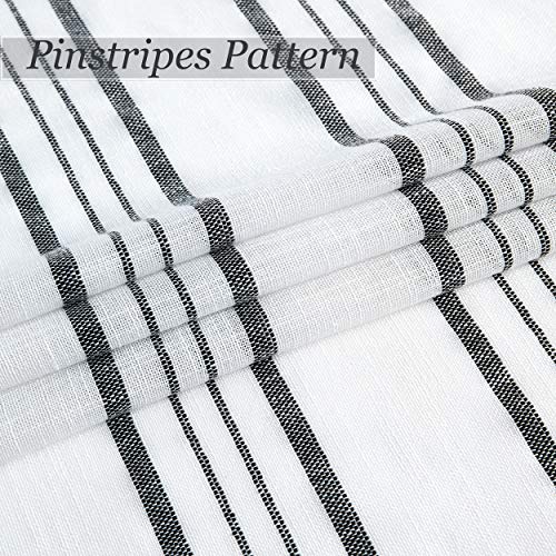 SXZJTEX Black White Striped Linen Curtains 63 Inch Bedroom Living Room - color: Black, size: 42"W x 63"L (Pack of 2)