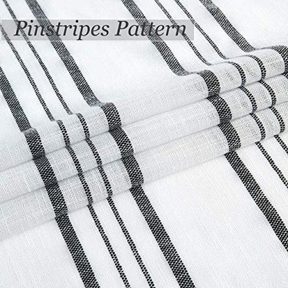 SXZJTEX Black White Striped Kitchen Curtains Valance for Windows 16 Inch - color: Black, size: 55"W x 16"L (Pack of 1)