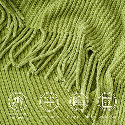 BATTILO HOME Apple Green Throw Blanket for Couch, 60"x80" - color: Apple Green, size: 60 x 80 in.