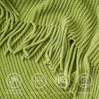 BATTILO HOME Apple Green Throw Blanket for Couch, 60"x80" - color: Apple Green, size: 60 x 80 in.