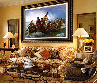 ELITEART- Washington Crossing the Delaware By Emanuel Gottlieb Leutze Oil Painting Reproduction Giclee Wall Art Canvas Prints-Framed Size:29" x 41 1/2" - color: Framed(SF806M), size: 41.5"L x 29"W