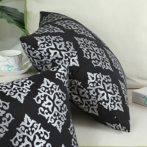 CaliTime Decorative Couch Throw Pillow Covers 18 X 18 Inches Black - color: Diamond Dark Ground - Black
