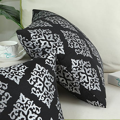 CaliTime Decorative Couch Throw Pillow Covers 18 X 18 Inches Black - color: Diamond Dark Ground - Black