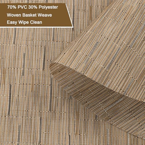 SHACOS Wedge Shape Placemats Set of 4 Woven Vinyl Placemat for Round Table - color: Tan