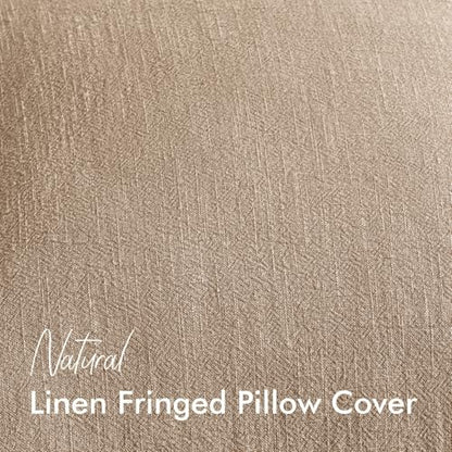 Linen Fringe Throw Pillow Covers 18x18 Inch Set of 2,Camel - color: Camel, size: 18" x 18" (Pack of 2)