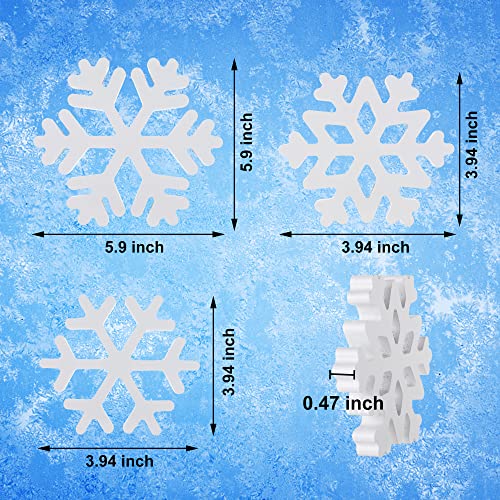 Augisteen 5 Pieces Christmas Wooden Snowflake Decor Winter Snowflake Wood Blocks White Snowflake Table Wood Signs Winter Tiered Tray Wooden Signs for Xmas Party Farmhouse Home Tabletop Shelves