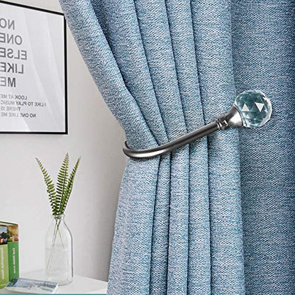 Curtain Holdback, 2pcs Wall Mounted Drapery Tiebacks with Clear Crystal Ball, Heavy Duty Metal Decorative Window Drapery Curtain Holder Curtain Hooks with Screws, Matt Black - color: 2 Pcs, Black