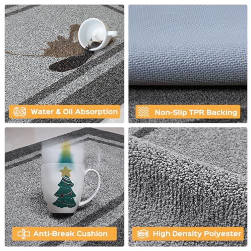 Kitchen Rugs 24" x 36", Non-Slip Kitchen Mats, Light Grey & Dark Grey - color: Light Grey & Dark Grey, size: 24" X 36"