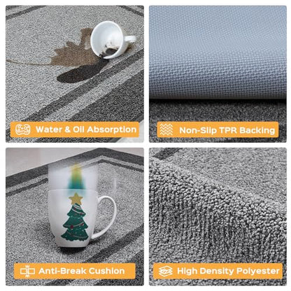 anllugs Kitchen Rugs Set, 24" x 36"+24" x 60", Light Grey & Dark Grey - color: Light Grey & Dark Grey, size: 24" X 36"+ 24" X 60"