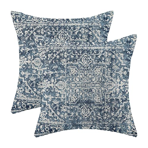 Navy Blue Carpet Pattern Boho Pillow Covers 16x16 Set of 2 - color: Boho-2, size: 16" x 16" (Pack of 2)