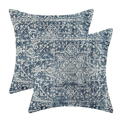 Navy Blue Carpet Pattern Boho Pillow Covers 16x16 Set of 2 - color: Boho-2, size: 16" x 16" (Pack of 2)