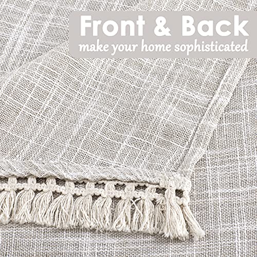 Beda Home Tassel Linen Textured Swag Curtain Valance, Nature, 36 x 45 in - color: Nature, size: 36"W x 45"L (Pack of 2)