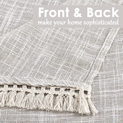 Beda Home Tassel Linen Textured Swag Curtain Valance, Nature, 36 x 45 in - color: Nature, size: 36"W x 45"L (Pack of 2)
