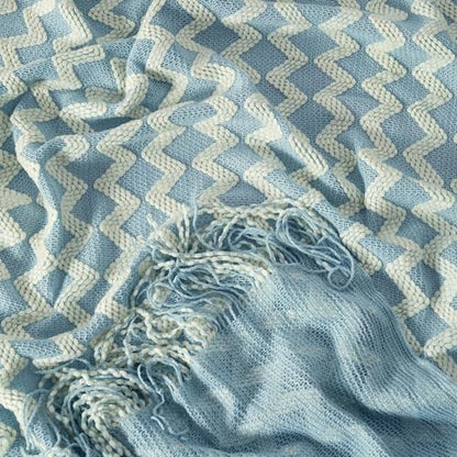Double Diamond Acrylic Knitted Throw Blanket, Blue, 50x60 - color: Blue