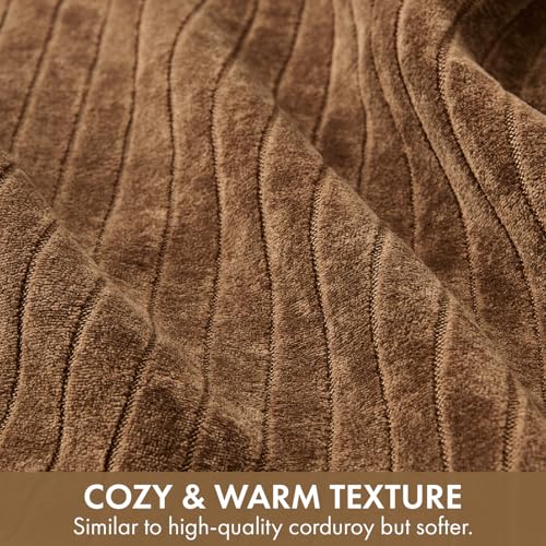 MIULEE Set of 2 Brown Textured Striped Throw Pillow Covers 18x18 Inch - color: Brown, size: 18" x 18" (Pack of 2)