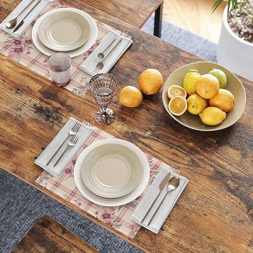 Placemats Set of 6, Cute Flowers Pink Linen Placemats 12x18 Inch, Heat Resistant Table Mats, Washable Non Slip Place Mats for Dining Table Kitchen Home - color: Cute Flowers Pink