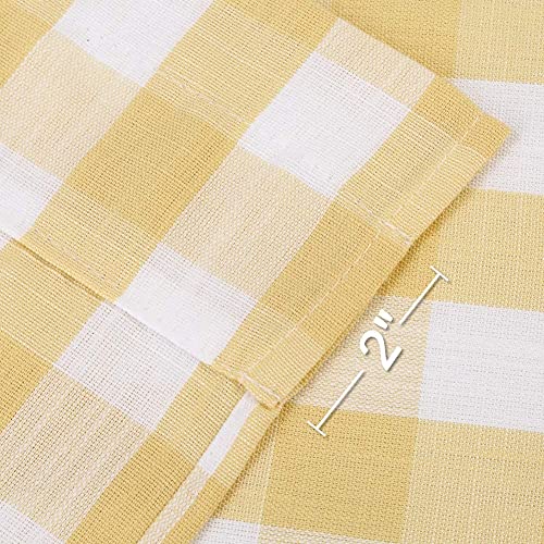 Amzdecor Yellow White Buffalo Plaid Valance Semi Sheer Cafe Curtain 55"x15" - color: Yellow/White