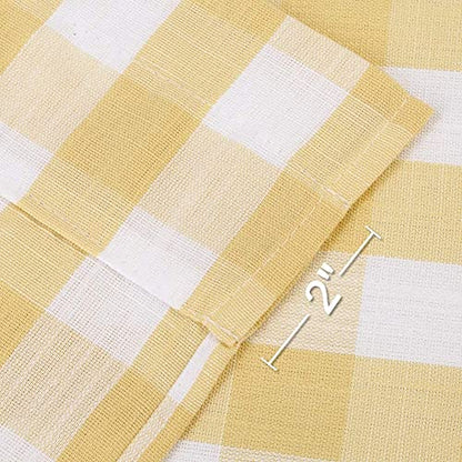 Amzdecor Yellow White Buffalo Plaid Valance Semi Sheer Cafe Curtain 55"x15" - color: Yellow/White