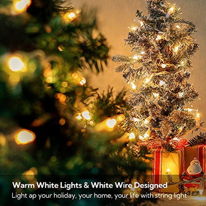 Clear Christmas Lights,13 FT 50Count White Lights White Wire - color: Warm White (White Wire), size: 50 count