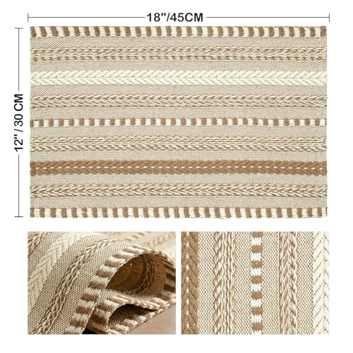 Artoid Mode Light Coffee Woven Braided Stripe Placemats Set of 4-12x18 Inch - color: Light Coffee, size: 12" x 18", 4 Pcs