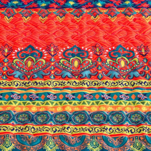 Exclusivo Mezcla 60"x 80" Boho Quilted Throw Blanket, Red Quilt Throw - color: Bohemian Red and Blue, size: 60 x 80 inch