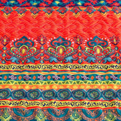 Exclusivo Mezcla 60"x 80" Boho Quilted Throw Blanket, Red Quilt Throw - color: Bohemian Red and Blue, size: 60 x 80 inch