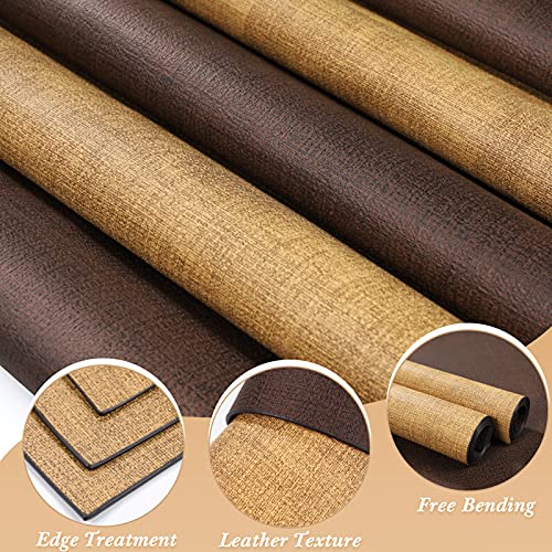 SUEH DESIGN Leather Placemats Table Mats Set of 6, Brown and Tan - color: A: Brown & Tan