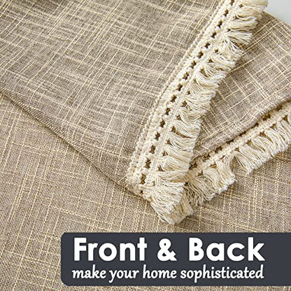 Beda Home Tassel Linen Textured Swag Curtain Valance, Taupe, 52 x 18 in - color: Taupe, size: 52"W x 18"L (Pack of 1)