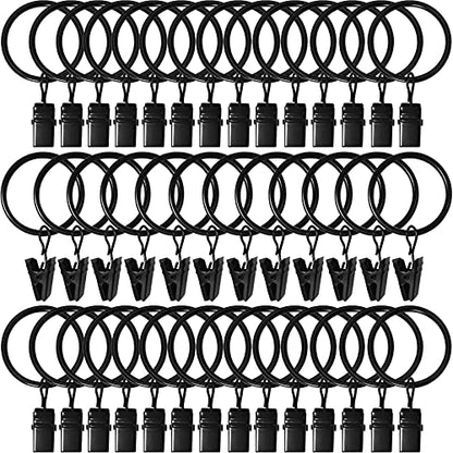 40 Pack Metal Curtain Rings with Clips, 1.26 in ID, Black - color: Black, size: 1.26" I D 40 Pack