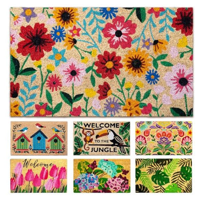 Coir Door Mats Outdoor and Indoor, Botanic, 16 x 27,5 in - color: Botanic