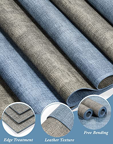 SUEH DESIGN Leather Placemats Table Mats Set of 6, Denim Blue & Smoky Gray - color: A: Denim Blue & Smoky Gray