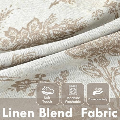 DriftAway Freda Jacobean Floral Linen Blend Blackout Thermal Insulated Energy Saving Privacy Window Linen Curtain Valance Rod Pocket 2 Layers Single 52 Inch by 14 Inch Plus 2 Inch Header Taupe - color: Taupe, size: 52"W x 14"L (Pack of 1)