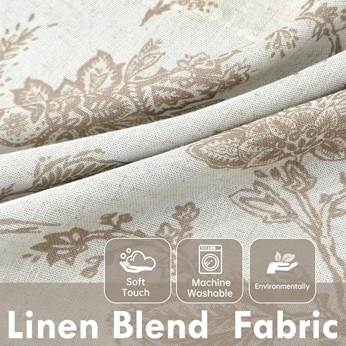 DriftAway Freda Jacobean Floral Linen Blend Blackout Thermal Insulated Energy Saving Privacy Window Linen Curtain Valance Rod Pocket 2 Layers Single 52 Inch by 24 Inch Plus 2 Inch Header Taupe Beige - color: Taupe, size: 52"W x 24"L (Pack of 1)