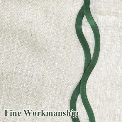 DriftAway Semi Sheer Scalloped Edge Linen Coastal Beach Window Curtains for Living Room Bedroom 2 Panels Rod Pocket Each Size 52 Inch by 84 Inch Loden Green - color: Linen Loden Green, size: 52"W x 84"L (Pack of 2)