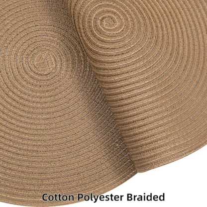 SHACOS Round Braided Placemats Set of 8 Washable 15 inch Round Table Mats Woven Place Mats for Dining Table (Brown, 8) - color: Brown, size: Set of 8
