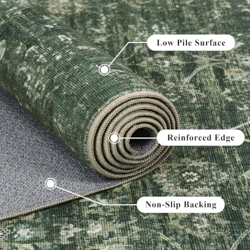 3ft Round Washable Office Rug Non-Slip Retro Dark Green Throw Carpet - color: Dark Green, size: 3' (Round)