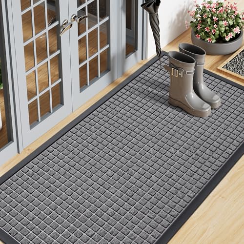 Smiry Front Door Mat Outside Entrance, Natural Rubber Doormat, 59x23 Inch - color: Mix Grey, size: 59" X 23"
