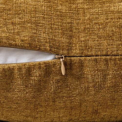 MIULEE Soft Chenille Throw Pillow Covers Mustard 16x16 Inch Pack of 2 - color: Mustard, size: 16" x 16" (Pack of 2)