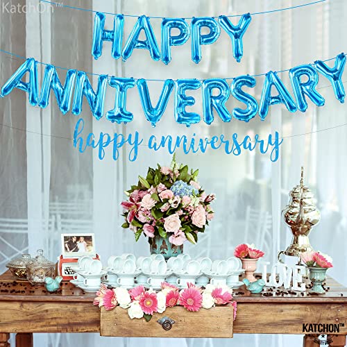 KatchOn Foil with Happy Anniversary Banner and Backdrop 16 Inch - style: Blue