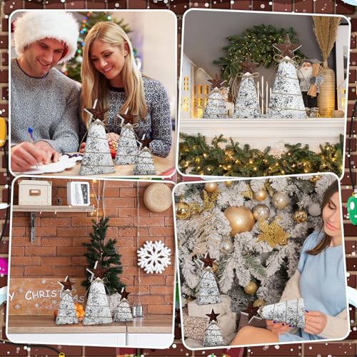 Bucherry 3 Pcs Wooden Christmas Tree Tabletop Decoration